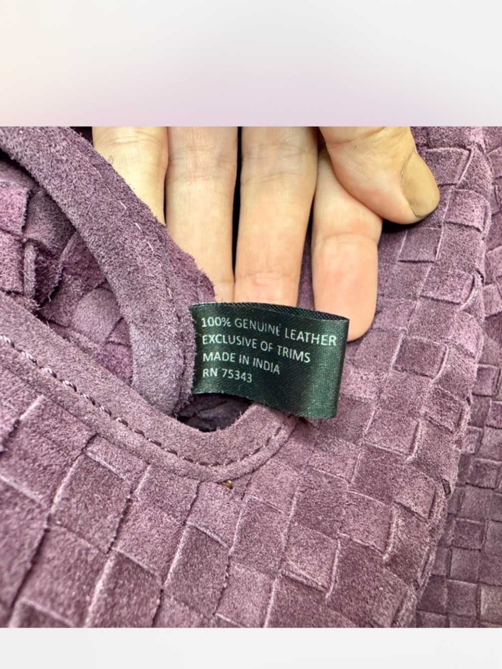 NWT Woven Suede Leather Hobo Bag Purple Intrecciato Style Slouchy Shoulder Bag - Picture 6 of 6